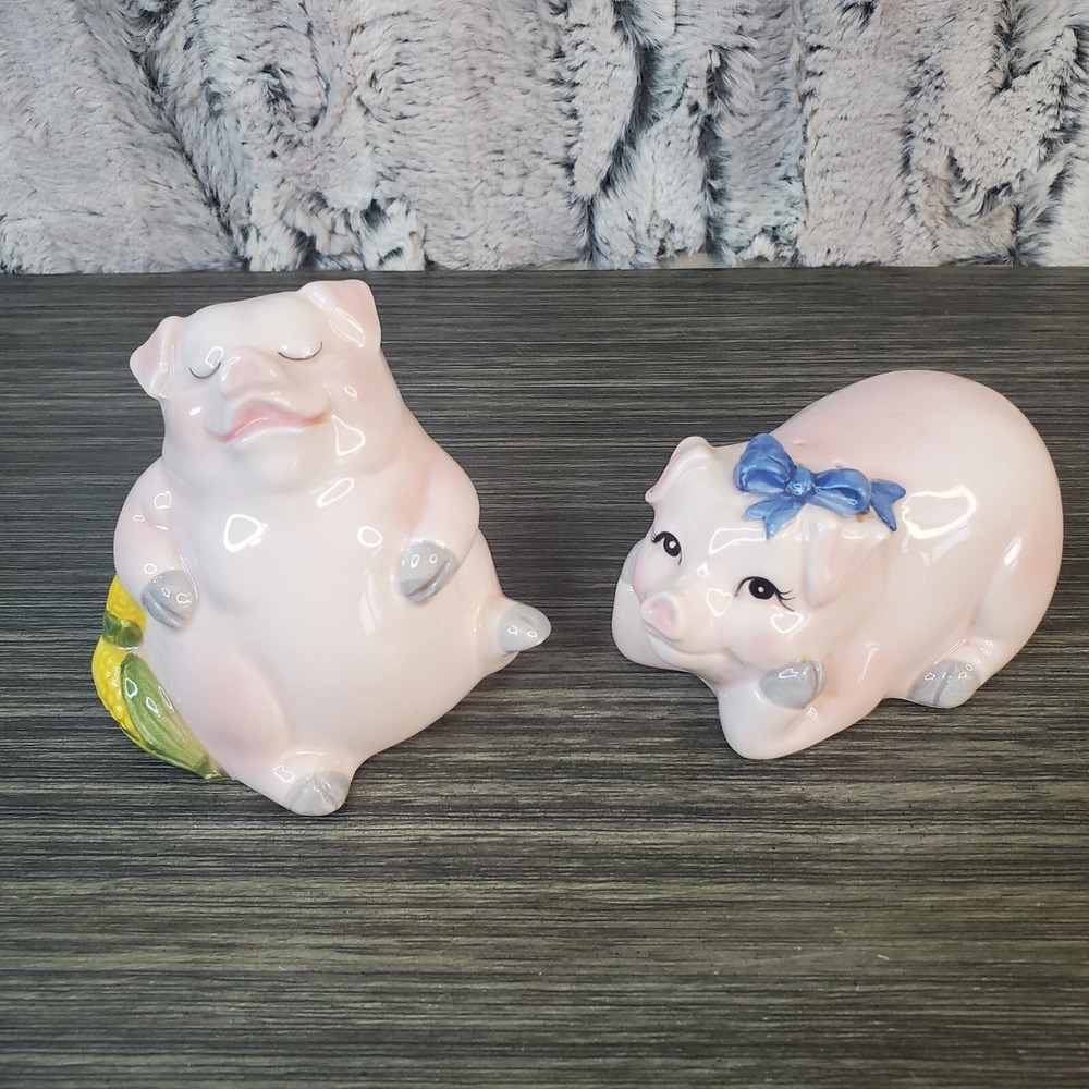 Vintage OTAGIRI Mary Ann Baker Pink Country PIG Salt N Pepper‎ Shaket Set